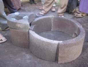 A fuel-saving stove built as part of the program's livelihood support